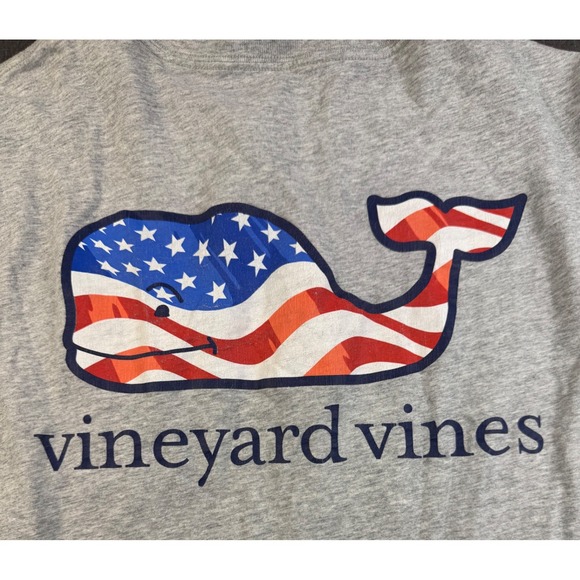 Vineyard Vines Men's Gray Long Sleeve USA Whale Pocket Graphic T Shirt - Picture 1 of 9